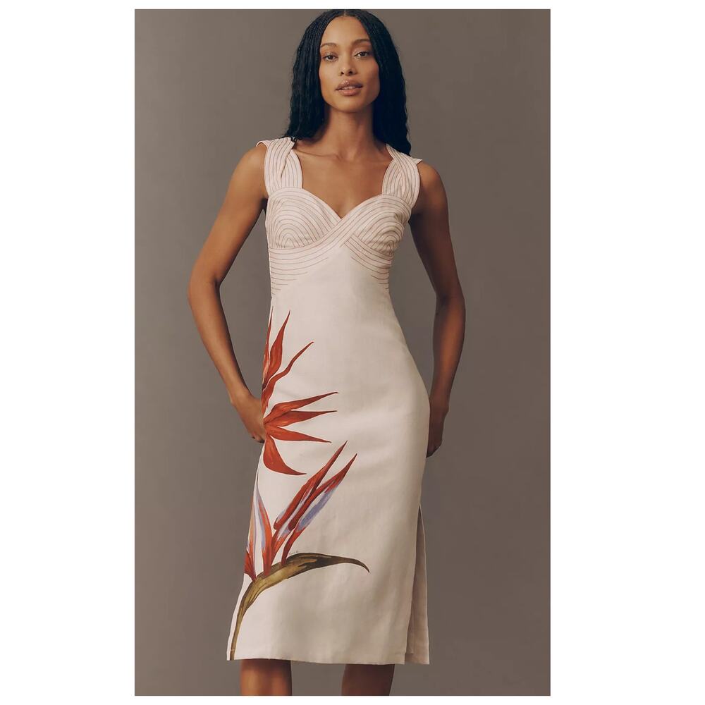 NEW Farm Rio Strelitzia Sleeveless Linen Midi Dress Size XS